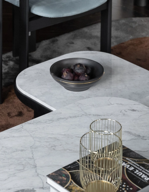 Plate on marble table